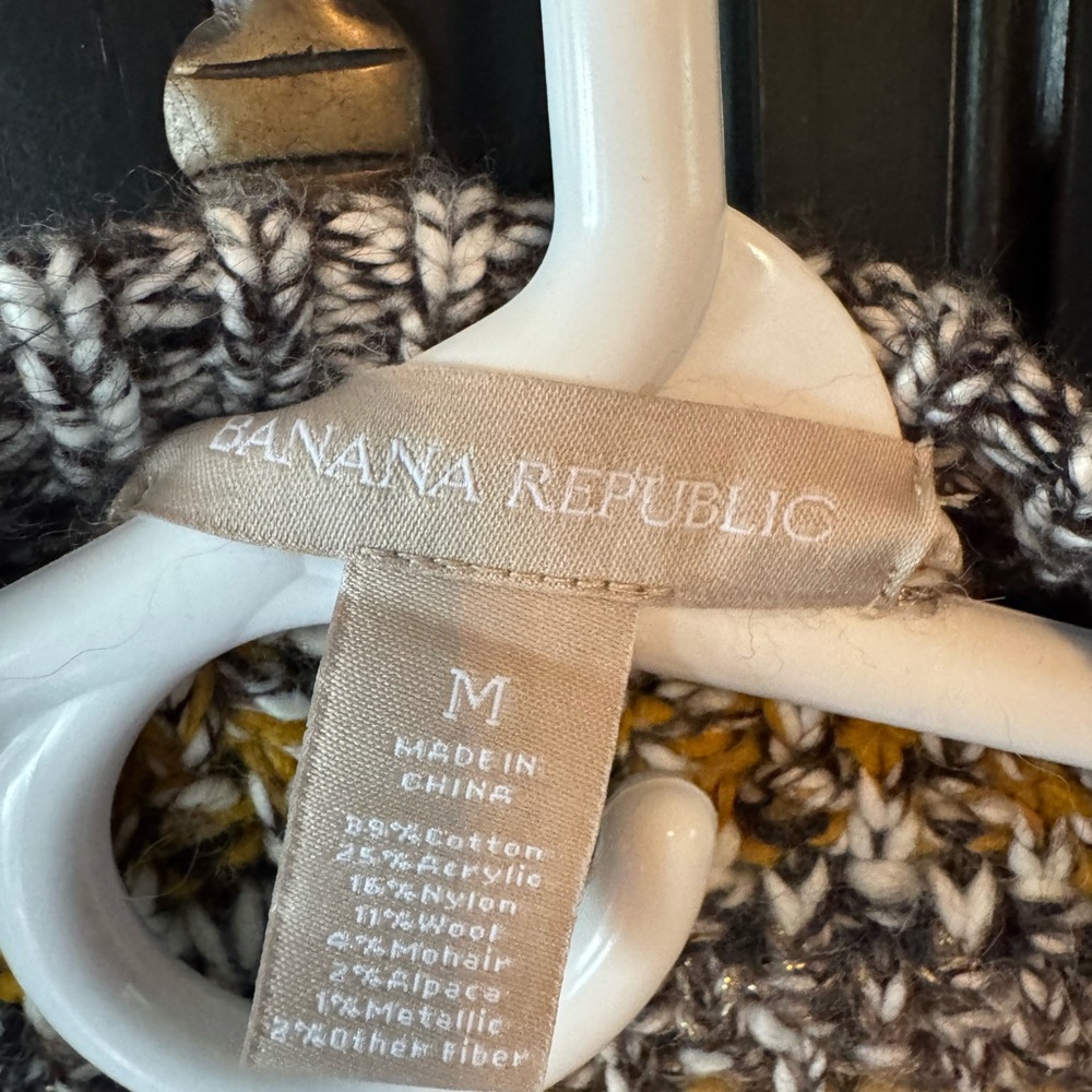 Banana Republic Women's Sweater - Black, White, and Yellow